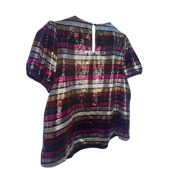 Fate Curve Women’s Sequin Top Plus Size Multicolor Stripe Party Blouse NWT - Picture 10 of 12